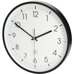 NEDIS nástěnné hodiny/ průměr 300 mm/ rádiem řízený čas/ tichý pohyb/ plast/ bílo-černé