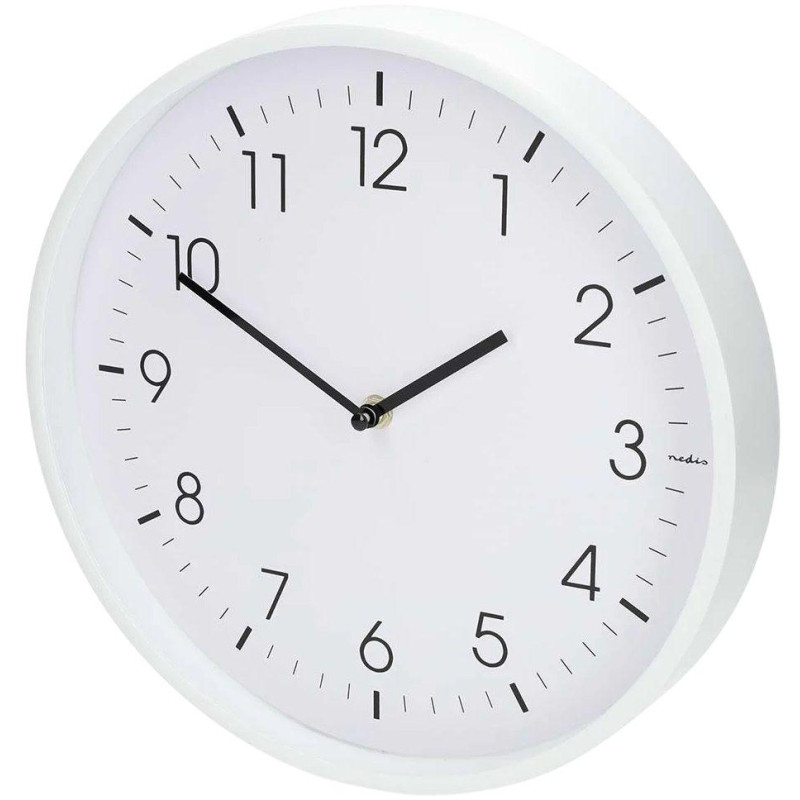 NEDIS nástěnné hodiny/ průměr 300 mm/ tichý pohyb/ plast/ bílé
