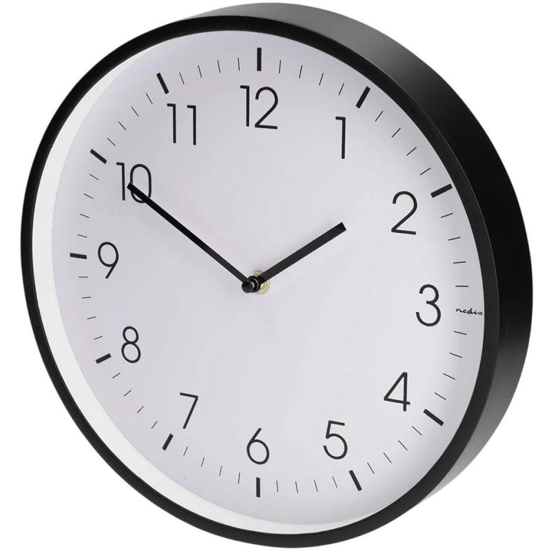 NEDIS nástěnné hodiny/ průměr 300 mm/ tichý pohyb/ plast/ černé