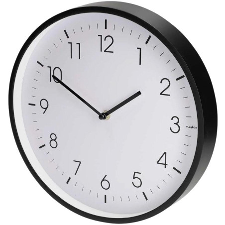 NEDIS nástěnné hodiny/ průměr 300 mm/ tichý pohyb/ plast/ černé