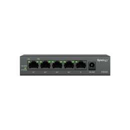 Synology PS500 switch - 5x 1Gb RJ-45 port, 4x PoE+ port, power budget 60W, bez ventilátoru
