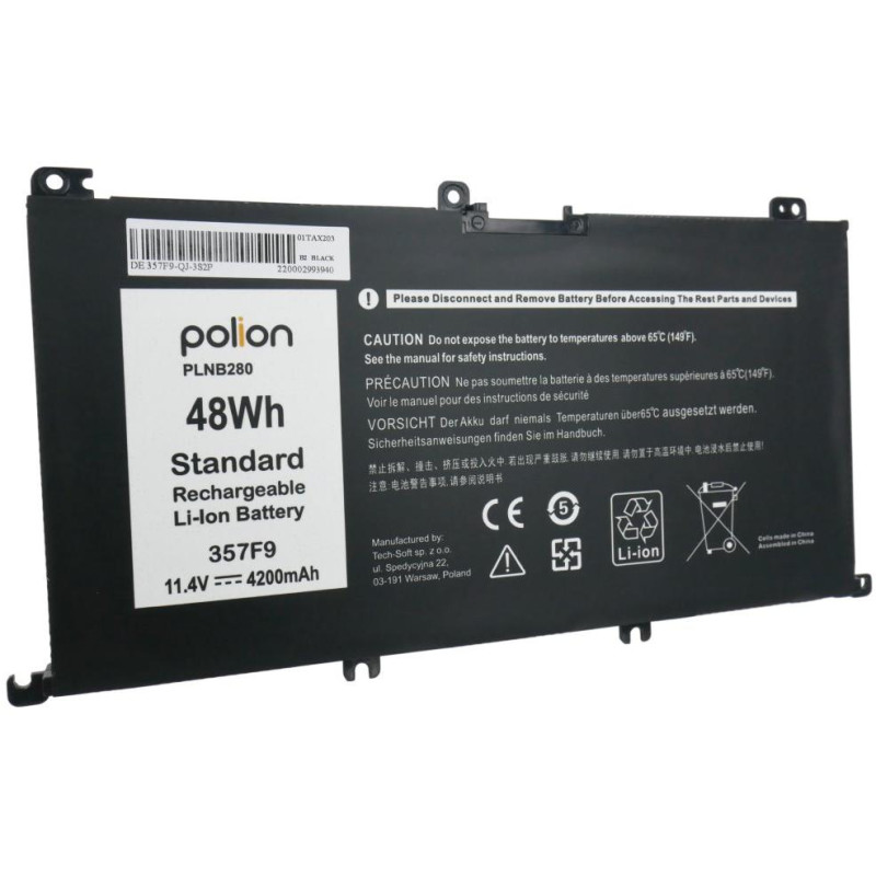 TRX Baterie Polion 357F9 pro notebooky DELL Inspiron 15 7557 7559 7567 3779 - 11,4V 4200mAh 48Wh/ neorig.