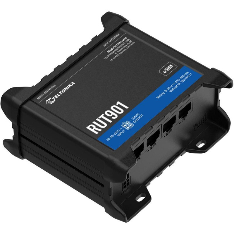 Teltonika RUT901 průmyslový router 1x WAN 3x LAN, Dual SIM + eSIM, 4G/ LTE  Wi-Fi 4