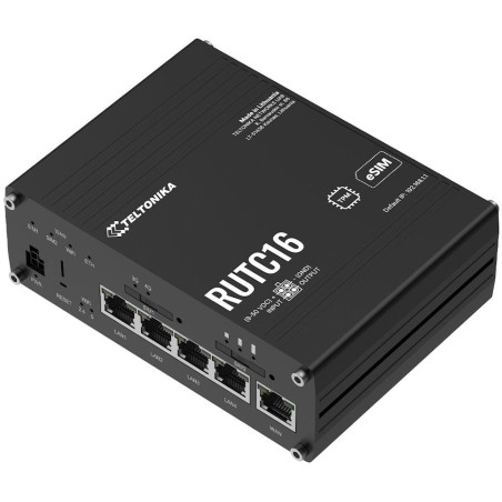 Teltonika RUTC16 průmyslový router   4x LAN, 1x WAN, 4G/LTE Telit, Dual SIM + eSIM, Wi-Fi 6