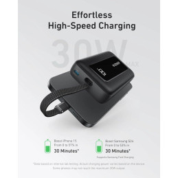 Anker Powerbanka/ 10000mAh/ 30W/ integrovaný USB-C/ displej/ černá