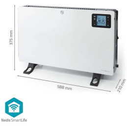 NEDIS Wi-Fi chytré konvekční topné těleso/ termostat/ 3 nastavení teploty/ LCD/ 5 - 37 °C/ výkon 2000 W/ bílé