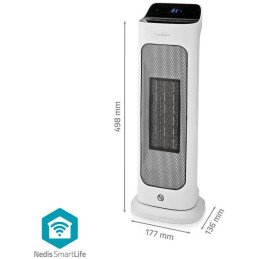 NEDIS Wi-Fi chytrý horkovzdušný ventilátor/ 2000 W/ 2 nastavení teploty/ rotace/ displej/ 10 - 49 °C/ bílý
