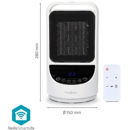 NEDIS Wi-Fi chytrý horkovzdušný ventilátor/ 1500 W/ 2 nastavení teploty/ rotace/ displej/ 10 - 49 °C/ bílý