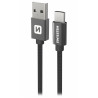 Swissten Datový kabel Textile USB / USB-C 0,5 m černý