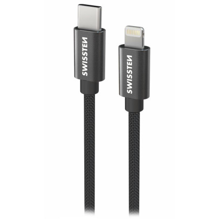 Swissten Datový kabel Textile USB-C / Lightning 0,5 m černý