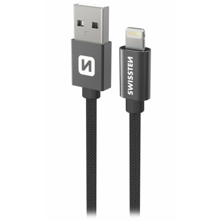 Swissten Datový kabel Textile USB / Lightning 0,5 m černý