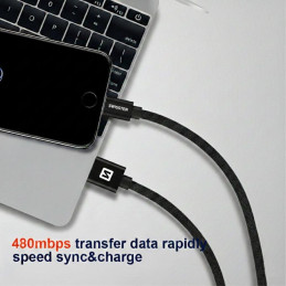 Swissten Datový kabel Textile USB / Lightning 0,5 m černý