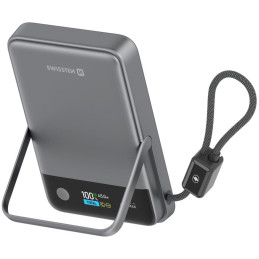 Swissten Semi-Solid Power Bank 10000 mAh, 45 W s integrovaným kabelem USB-C (Qi2.2, 25 W, kompatibilní s MagSafe)