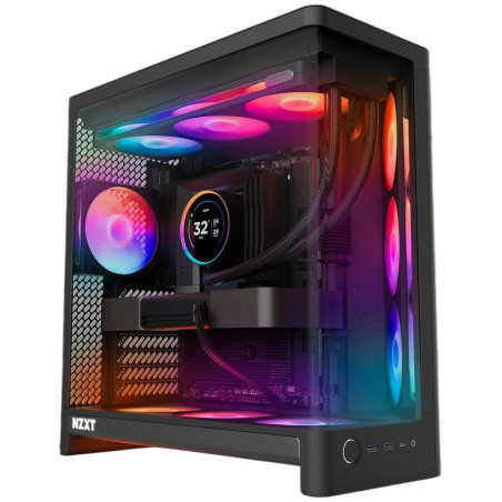 NZXT skříň H6 RGB dvoukomorová / MidT / 2x360+120mm RGB fan+controller / 2xUSB 3.2 / USB-C / zaoblená prosklená / černá