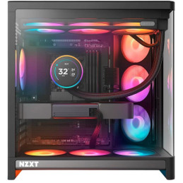 NZXT skříň H6 RGB dvoukomorová / MidT / 2x360+120mm RGB fan+controller / 2xUSB 3.2 / USB-C / zaoblená prosklená / černá