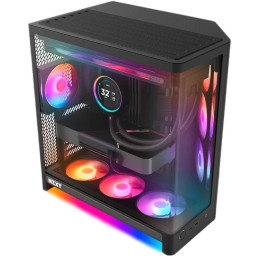 NZXT skříň H6 RGB dvoukomorová / MidT / 2x360+120mm RGB fan+controller / 2xUSB 3.2 / USB-C / zaoblená prosklená / černá