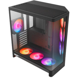 NZXT skříň H6 RGB dvoukomorová / MidT / 2x360+120mm RGB fan+controller / 2xUSB 3.2 / USB-C / zaoblená prosklená / černá