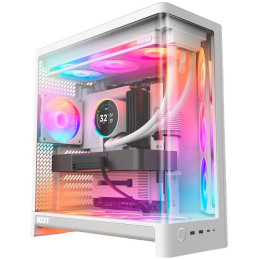 NZXT skříň H6 RGB dvoukomorová / MidT / 3x120mm RGB fan + controller / 2xUSB 3.2 / USB-C / zaoblená prosklená / bílá