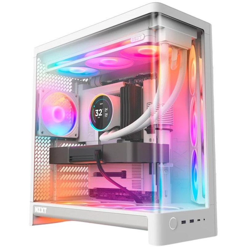 NZXT skříň H6 RGB dvoukomorová / MidT / 3x120mm RGB fan + controller / 2xUSB 3.2 / USB-C / zaoblená prosklená / bílá