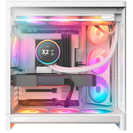 NZXT skříň H6 RGB dvoukomorová / MidT / 3x120mm RGB fan + controller / 2xUSB 3.2 / USB-C / zaoblená prosklená / bílá