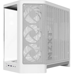 NZXT skříň H6 RGB dvoukomorová / MidT / 3x120mm RGB fan + controller / 2xUSB 3.2 / USB-C / zaoblená prosklená / bílá
