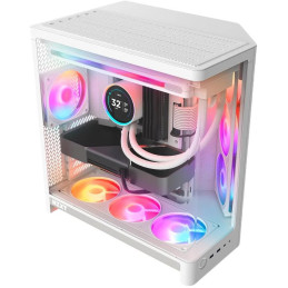NZXT skříň H6 RGB dvoukomorová / MidT / 3x120mm RGB fan + controller / 2xUSB 3.2 / USB-C / zaoblená prosklená / bílá