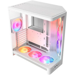 NZXT skříň H6 RGB dvoukomorová / MidT / 3x120mm RGB fan + controller / 2xUSB 3.2 / USB-C / zaoblená prosklená / bílá