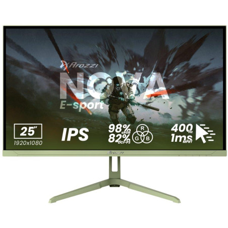 AROZZI NOVA herní monitor 24,5" 25T1K400 Forest Green/ LED/ IPS/ 1920x1080/ 400Hz/ 1000:1/ 1ms/ 2xHDMI/ 2xDP/ zelený