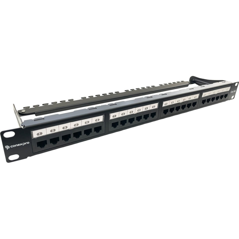 Conexpro Patch panel 19" 24xRJ45, CAT6A, UTP, 1U, černý