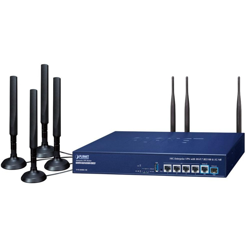 Planet XVR-800BE-NR 5G Dual 10G Enterprise VPN Router/Firewall/AP kontroler, 10 GbE, Wi-Fi 7, SFP+, 4x GbE, NIS2+NDAA