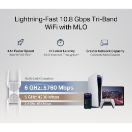 TP-Link RE655BE, BE9300 Tri-Band Wi-Fi 7 Extender, 1x 2.5GLAN, EasyMesh