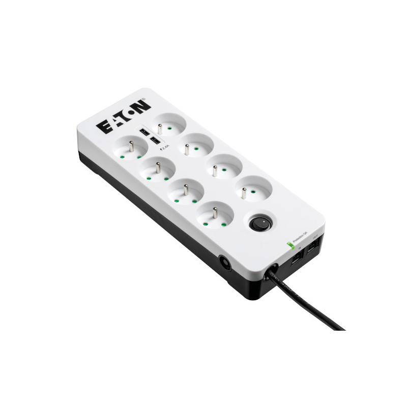 EATON Protection Box 8 USB Tel@ FR, přepěťová ochrana, 8 výstupů, zatížení 10A, tel., 2x USB port