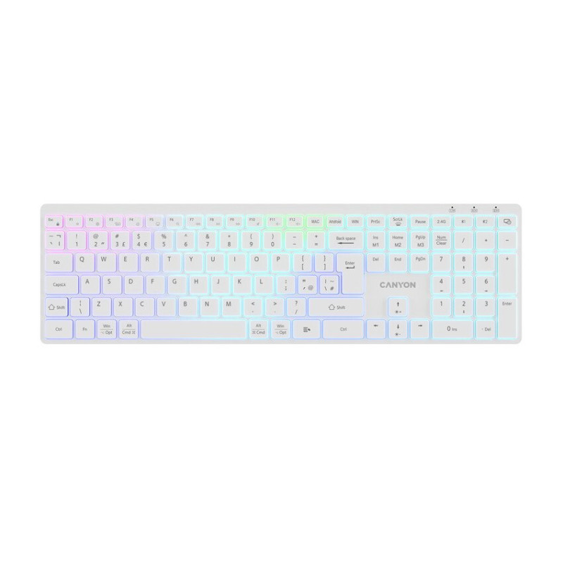 CANYON keyboard HKB-W11 EN/CS RGB Dual Mode Wireless White