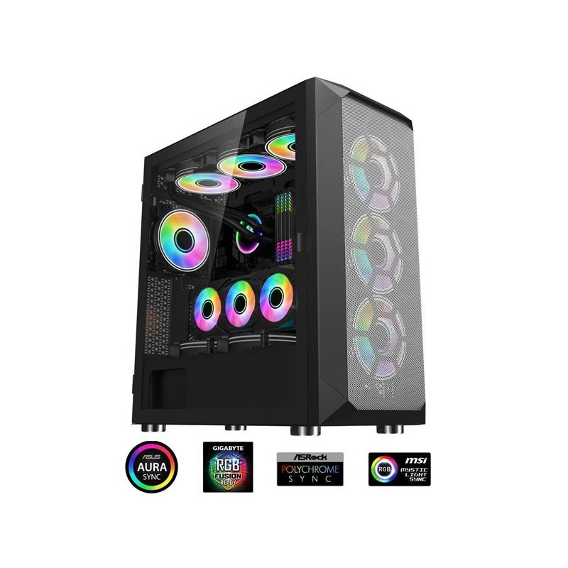 1stCOOL MiddleTower Wind Storm Black, E-ATX, USB3.0 + set 4x ARGB fan