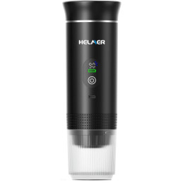 HELMER přenosný elektrický kávovar CM 90/ 3v1/ 20 bar/ baterie 2500 mAh/ šálek 120ml/ ohřev vody/ USB-C/ černý