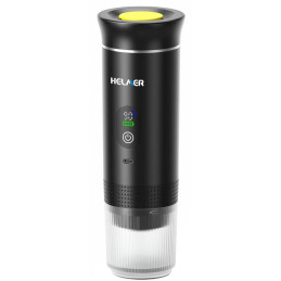 HELMER přenosný elektrický kávovar CM 90/ 3v1/ 20 bar/ baterie 2500 mAh/ šálek 120ml/ ohřev vody/ USB-C/ černý