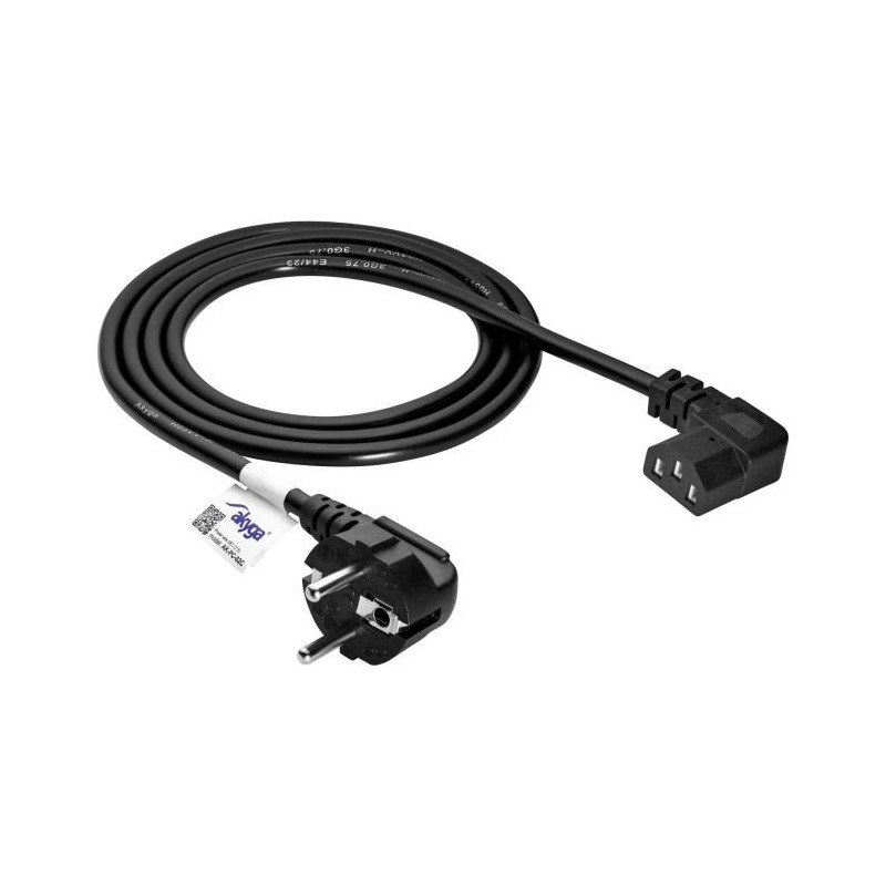 Akyga Angle Power Cable CU 3x0.75mm2 CEE 7/7 / IEC C13 1.5m