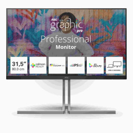 AOC Monitor U32U3CV, 32", VA, 3840x2160, 16:9, 400cd, 1000:1, 4ms, DP, HDMI, 60Hz, USB Hub, RJ45, repro