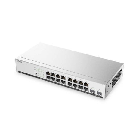 Zyxel GS1915-18v2, 18 Ports, 16x GbE and 2x SFP, rackmount, fanless, Smart Switch hybrid mode, standalone or NebulaFlex