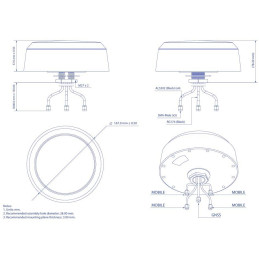 Teltonika PR1KCI49 5G Combo MIMO Mobile/GNSS roof SMA anténa