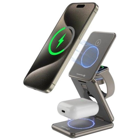 Swissten bezdrátová hliníková nabíječka al1 šedá (kompatibilní s magsafe)