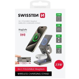Swissten bezdrátová hliníková nabíječka al1 šedá (kompatibilní s magsafe)