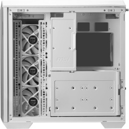 POŠKOZENÝ OBAL - MSI skříň MAG PANO 100R PZ White/ bez zdroje/ levé a přední sklo/ 4x 120 mm A-RGB fan/ 1x USB-C/ 1x USB3.2/ b..