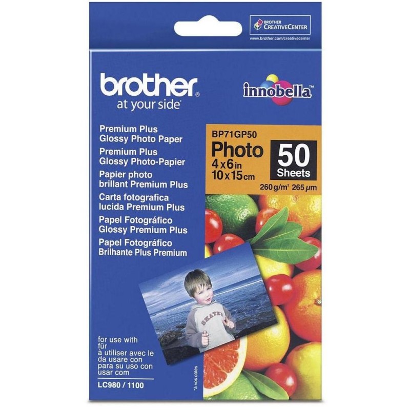 BROTHER fotopapír BP71GP50/ 10x15cm/ Premium Glossy/ 260g/ 50 listů
