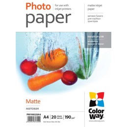COLORWAY fotopapír/ matte 190g/m2, A4/ 20 kusů