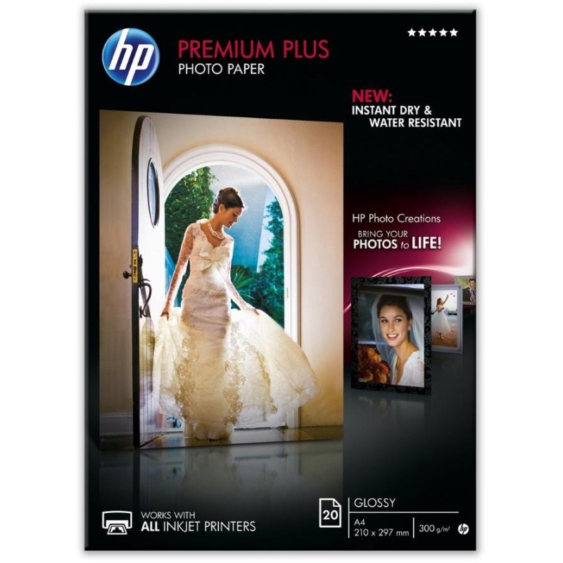 HP Premium Plus Glossy Photo Paper, 20 listů/A4/210 x 297 mm