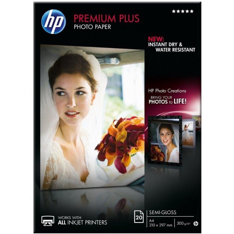 HP Premium Plus Semi-gloss Photo Paper, 20 listů/A4/210 x 297 mm