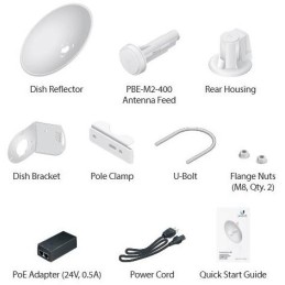 Ubiquiti PowerBeam M2 400 - AP/client 2.4GHz, anténa 18dBi MIMO, airMAX, 1x RJ-45, PoE 24V