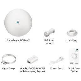 Ubiquiti NanoBeam 5AC Gen2 - AP/client 5GHz, anténa 19dBi MIMO2x2, airMAX AC, 2x Gbit RJ45, PoE 24V