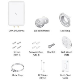 Ubiquiti UMA-D - Dvoupásmová sektorová anténa pro UniFi AP Mesh, 2,4/5GHz, 10-15 dBi MIMO2x2, venkovní, 2x RSMA